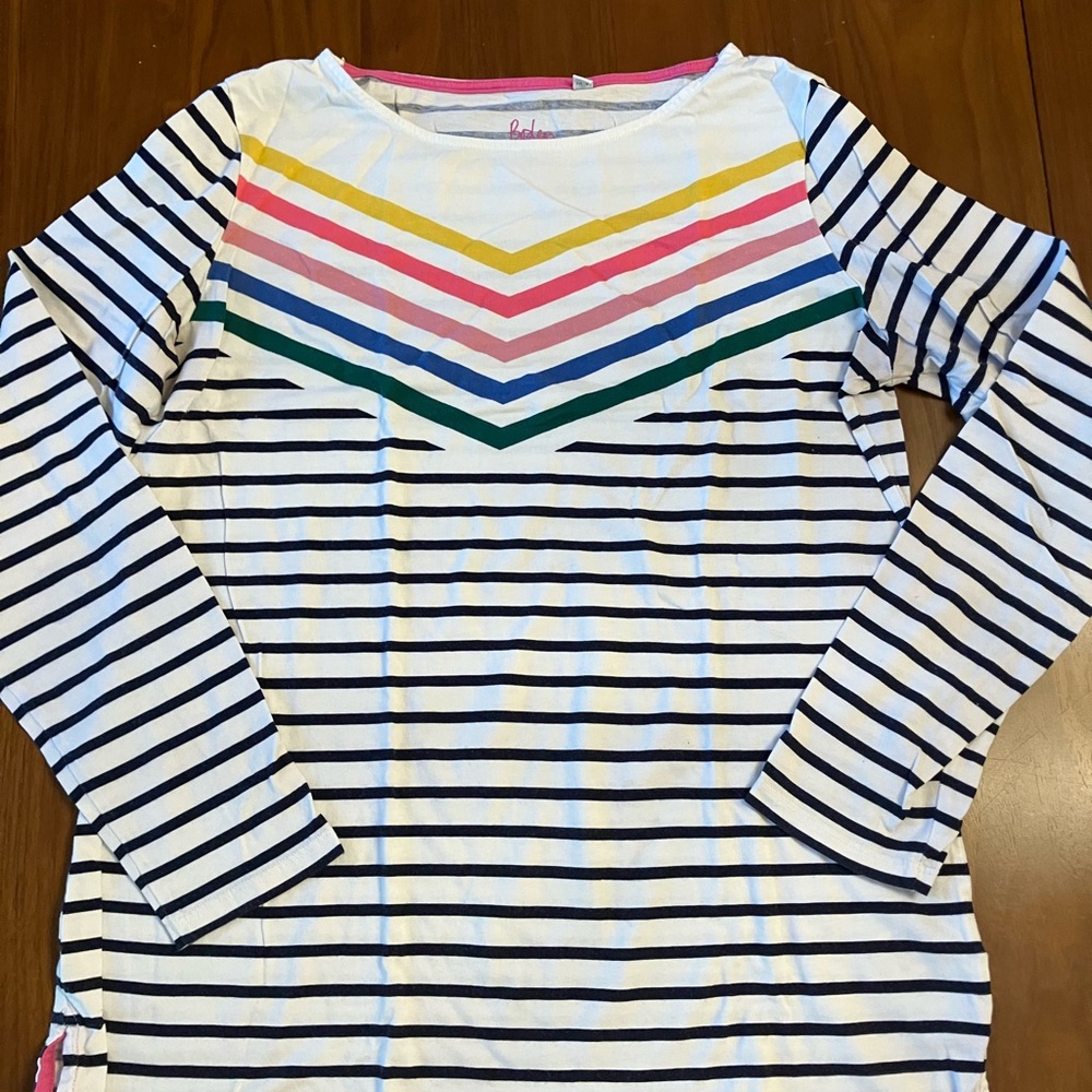 Boden Striped Long Sleeve Tee with Multicolor Chevron